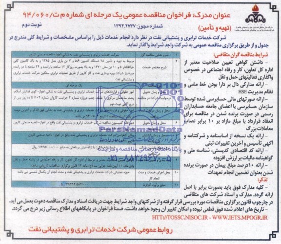 فراخوان مناقصه عمومی, ممناقصه مربوط به تهیه و تامین 28 دستگاه کامیون ..