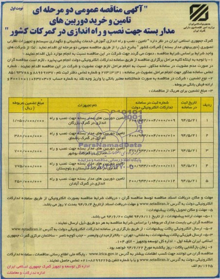 مناقصه , مناقصه تامین دوربین های مدار بسته جهت نصب و راه اندازی