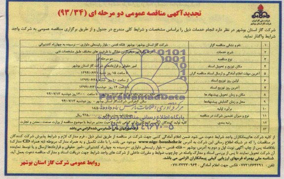 تجدید آگهی مناقصه عمومی دو مرحله ای , مناقصه خرید رگولاتور دیافراگمی خانگی با ظرفیت های مختلف