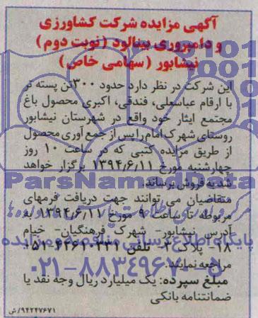 آگهی مزایده , مزایده فروش حدود 300 تن پسته تر