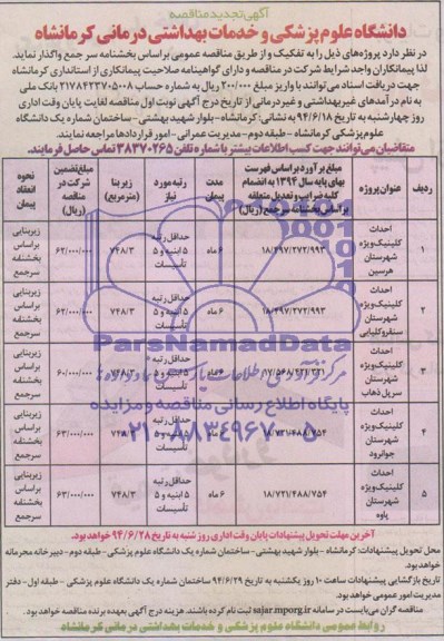 آگهی مناقصه, مناقصه  احداث کلینیک ویژه شهرستان سر پل ذهاب 