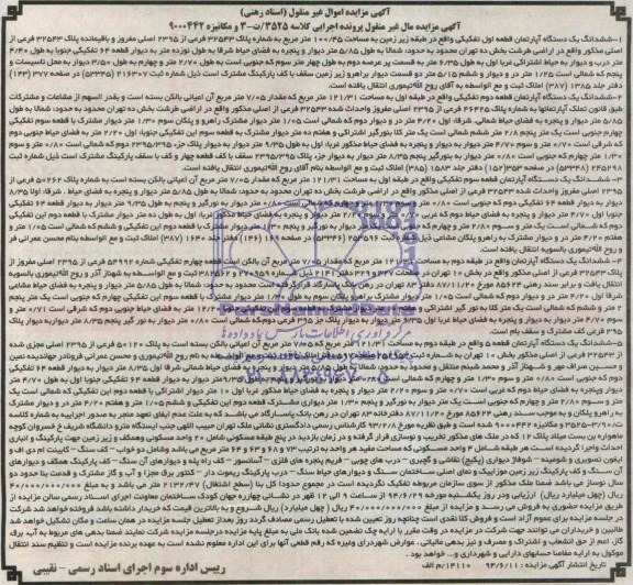 مزایده,پنج دستگاه اپارتمان