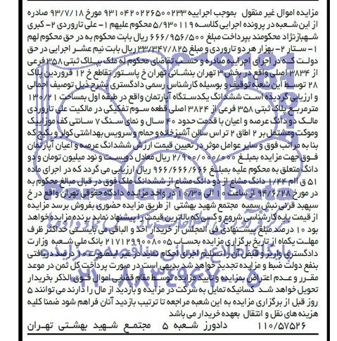 مزایده,ملک به پلاک ثبتی