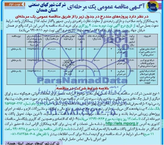 آگهی مناقصه عمومی یک مرحله ای, مناقصه احداث مخزن هوایی 100 متر مکعبی