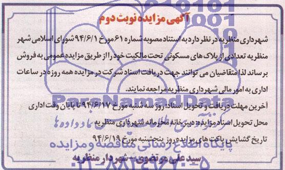 مزایده,تعدادی از پلاکهای مسکونی