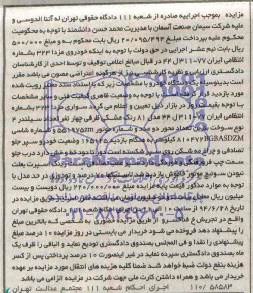 مزایده سواری مزدا مدل 81 رنگ مشکی