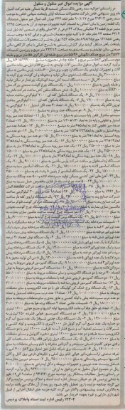 آگهی مزایده,مزایده شش دانگ یک قطعه زمین و ماشین آلات و تجهیزات تولیدی یک دستگاه اره چوب و ...