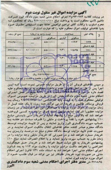 مزایده,پلاک ثبتی