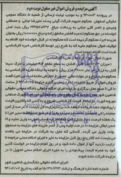 مزایده , مزایده میزان 8203 متر کابل افشان به سطح مقطع 4.4 میلیمتر