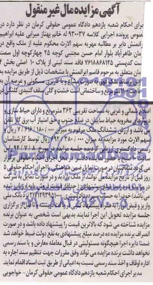 مزایده,ملک مشاع مسکونی