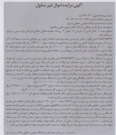 مزایده,ششدانگ ملک