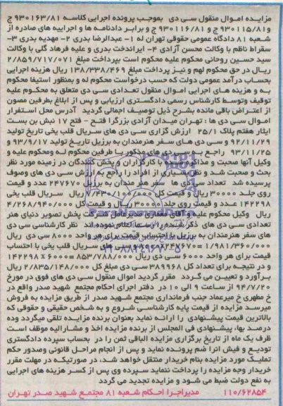 مزایده تعدادی سی دی 