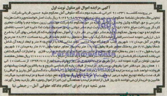 مزایده,ششدانگ یکباب مغازه