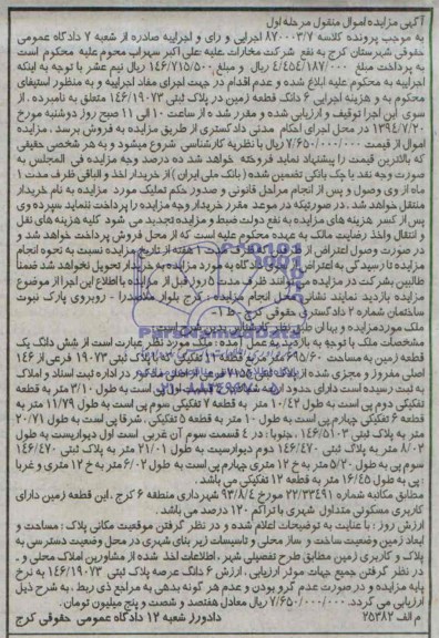 مزایده,ششدانگ زمین