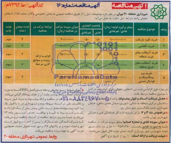 آگهی مناقصه , مناقصه خرید کلبه بازیافت