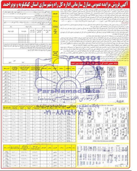 مزایده,26 واحد منزل سازمانی مسکونی