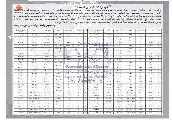 مزایده,فروش تعداد محدودی اراضی