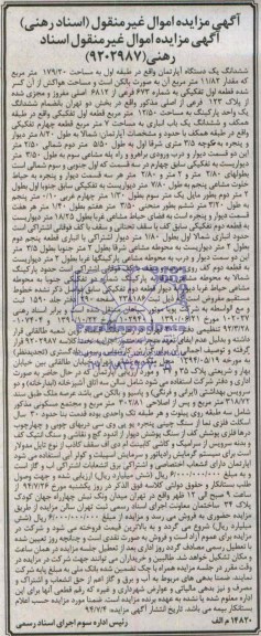مزایده,ششدانگ یک دستگاه آپارتمان  