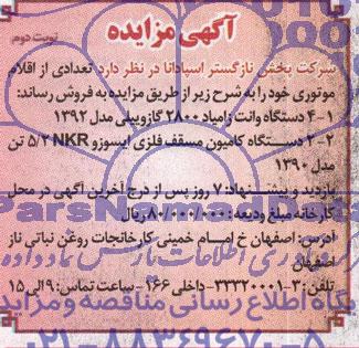 آگهی مزایده,مزایده اقلام موتوری