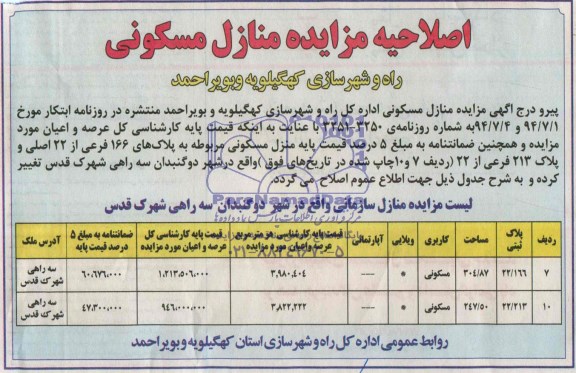 اصلاحیه ,26 واحد منزل سازمانی مسکونی