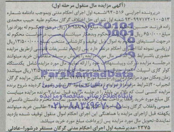 مزایده,یکدستگاه کولرگازی اسپیلت
