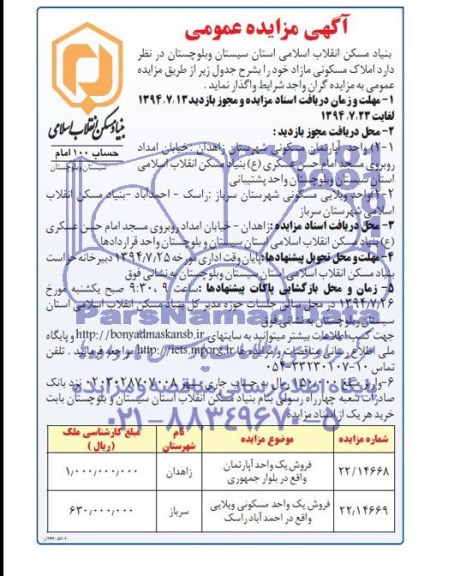 مزایده,املاک مسکونی مازاد