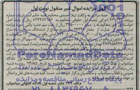 مزایده, مقدار 46326 متر مشاع از ششدانگ