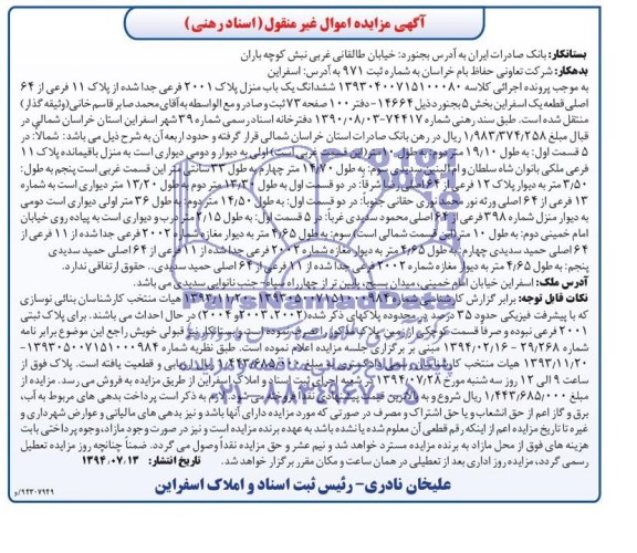 مزایده,ششدانگ یکباب منزل