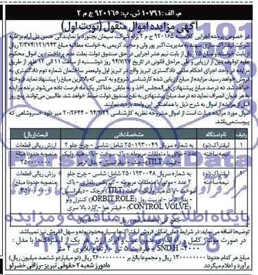 اگهی مزایده , مزایده لیفتراک