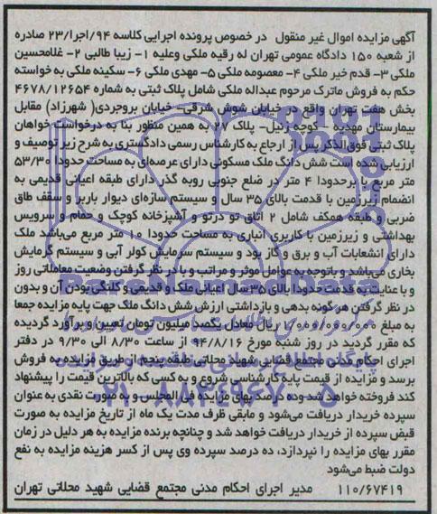 مزایده,ششدانگ ملک