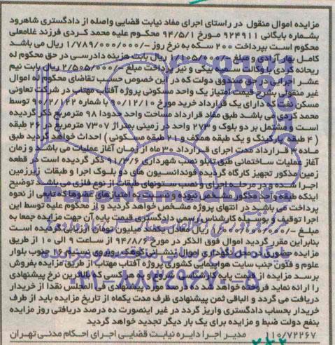 مزایده,امتیاز یک واحد مسکونی