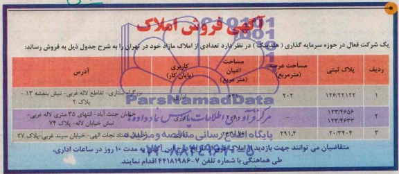 مزایده,تعدادی از املاک مازاد