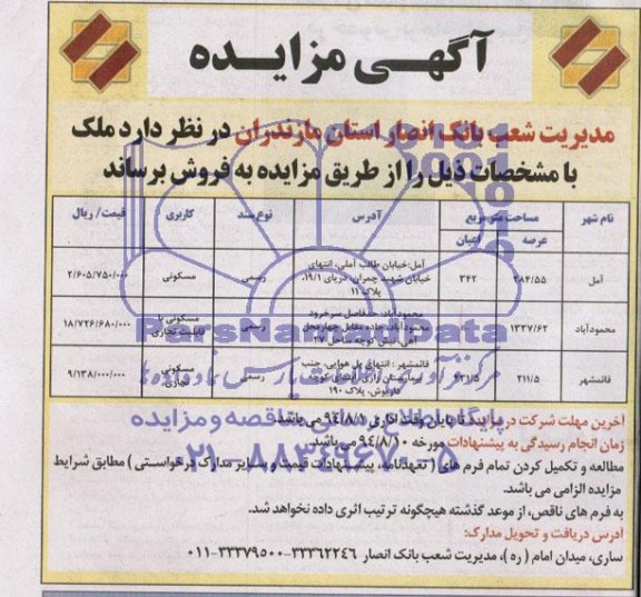 مزایده,ملک کاربری مسکونی تجاری