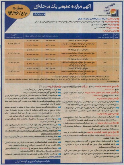 آگهی مزایده عمومی,مزایده واگذاری امتیاز بهره برداری از تابلوهای تبلیغاتی