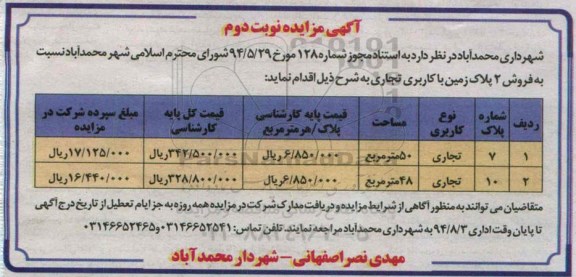 مزایده,فروش 2 پلاک زمین تجاری