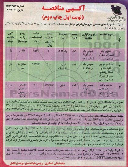 آگهی مناقصه , مناقصه حفاری چاه عمیق در شهرک صنعتی شبستر...