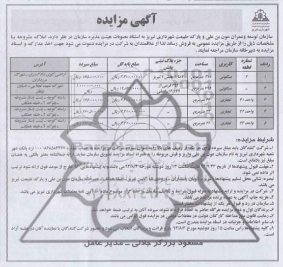 مزایده,فروش املاک