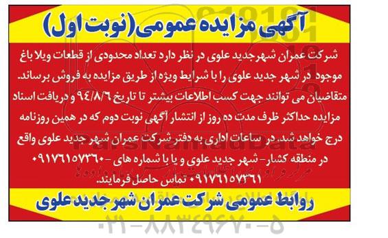 مزایده,تعداد محدودی از قطعات ویلا باغ