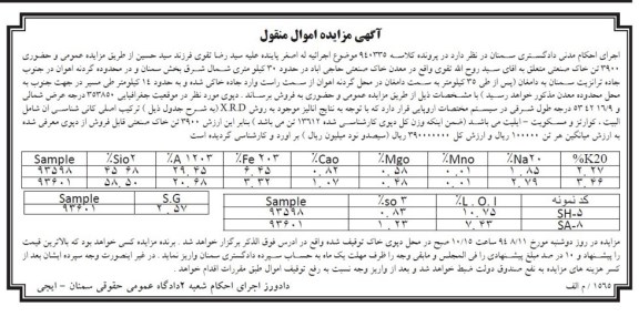 مزایده,3900 تن خاک صنعتی 