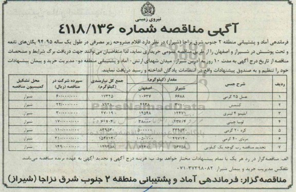 آگهی مناقصه , مناقصه خرید عسل 25 گرمی و ...