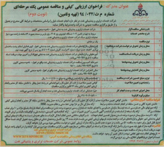 فراخوان ارزیابی کیفی و مناقصه عمومی, مناقصه تهیه و تامین 102 دستگاه خودروی پژو 405، پژو پارس و سمند بصورت 16 ساعته 