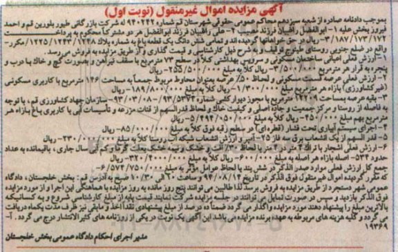 مزایده,ششدانگ یک قطعه باغ