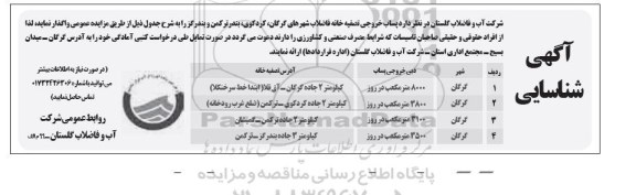 آگهی شناسایی واگذاری پساب خروجی تصفیه خانه فاضلاب شهرهای گرگان