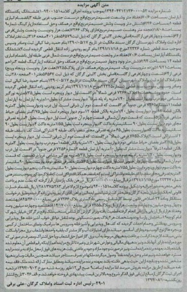 مزایده,دو دستگاه اپارتمان به کلاسه 9400151 خیابان شهرک امام