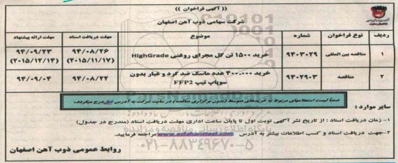 آگهی فراخوان , فراخوان خرید 1500 تن گل مجرای روغنی HighGrade....
