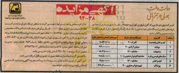 مزایده , مزایده بهره برداری از تعدادی از غرفه های تجاری ایستگاه های خود به صورت تک غرفه