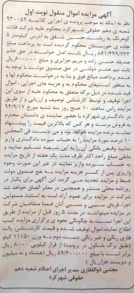 مزایده, مزایده پالت فلزی رنگی و غیررنگی