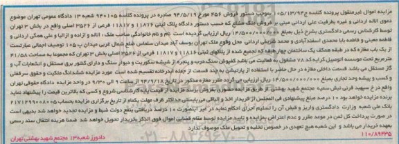 مزایده,مغازه طبقه همکف یک ساختمان 4 طبقه