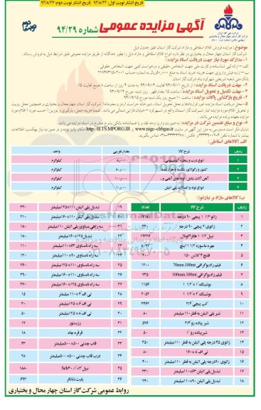 آگهی مزایده عمومی, مزایده اقلام اسقاطی و مازاد شامل انواع درب و پنجره و ... نوبت دوم
