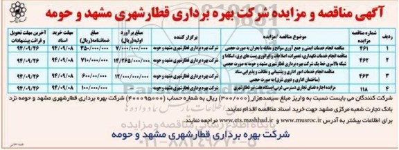 مزایده ,مزایده اجازه فضای تجاری دسترسی غربی ایستگاه هفت تیر